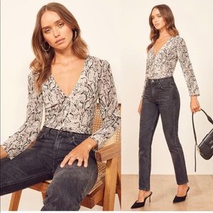 Reformation Jemma Snake Print top